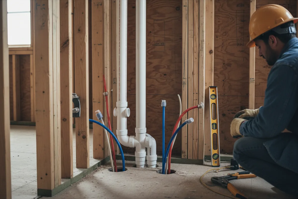 Drain and supply rough-in during Toilet Repair and Installation in Sims