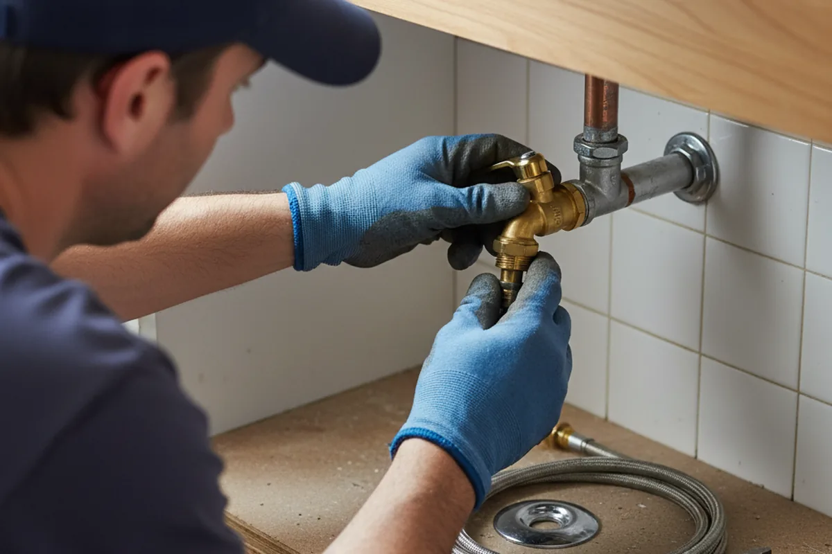 Shutoff valve and fitting work during Burst Pipe Repair in Sims
